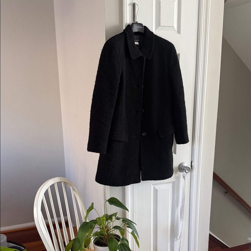 J. Crew Black Faux Shearling Teddy Coat